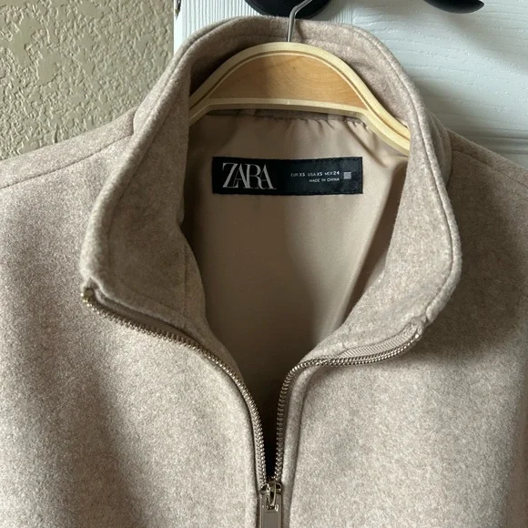 Zara Women's Beige Bomber Jacket - Picture 2 of 4